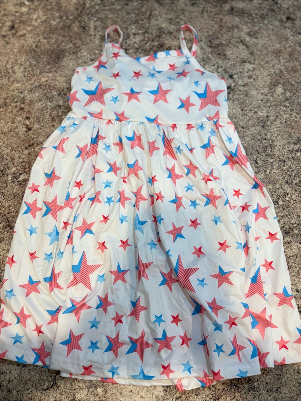 Girls' White Star Print Sundress - Red & Blue Stars